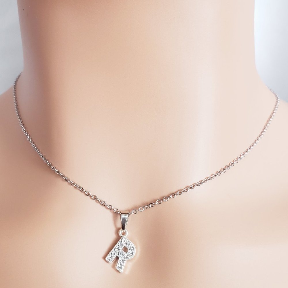 Initial R Silver Necklace